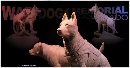 'Clay sketch' of the war dogs that will appear at the center of the memorial